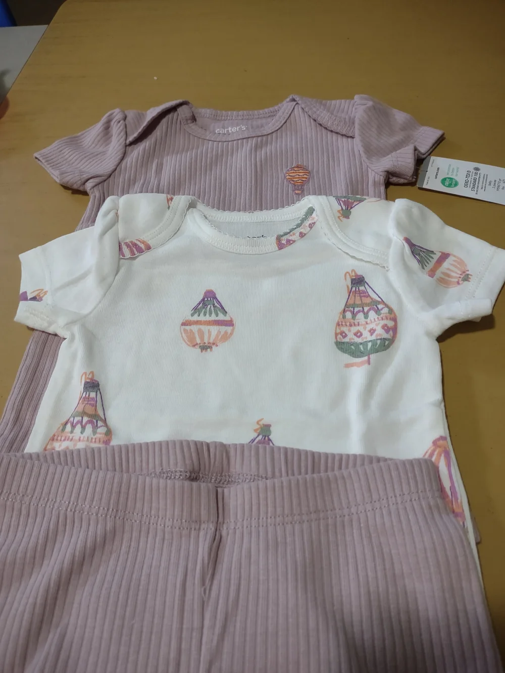 Carter's 9MO. Girls' Mauve 3.Pc. Hot Air Balloon Print Bodysuit Set